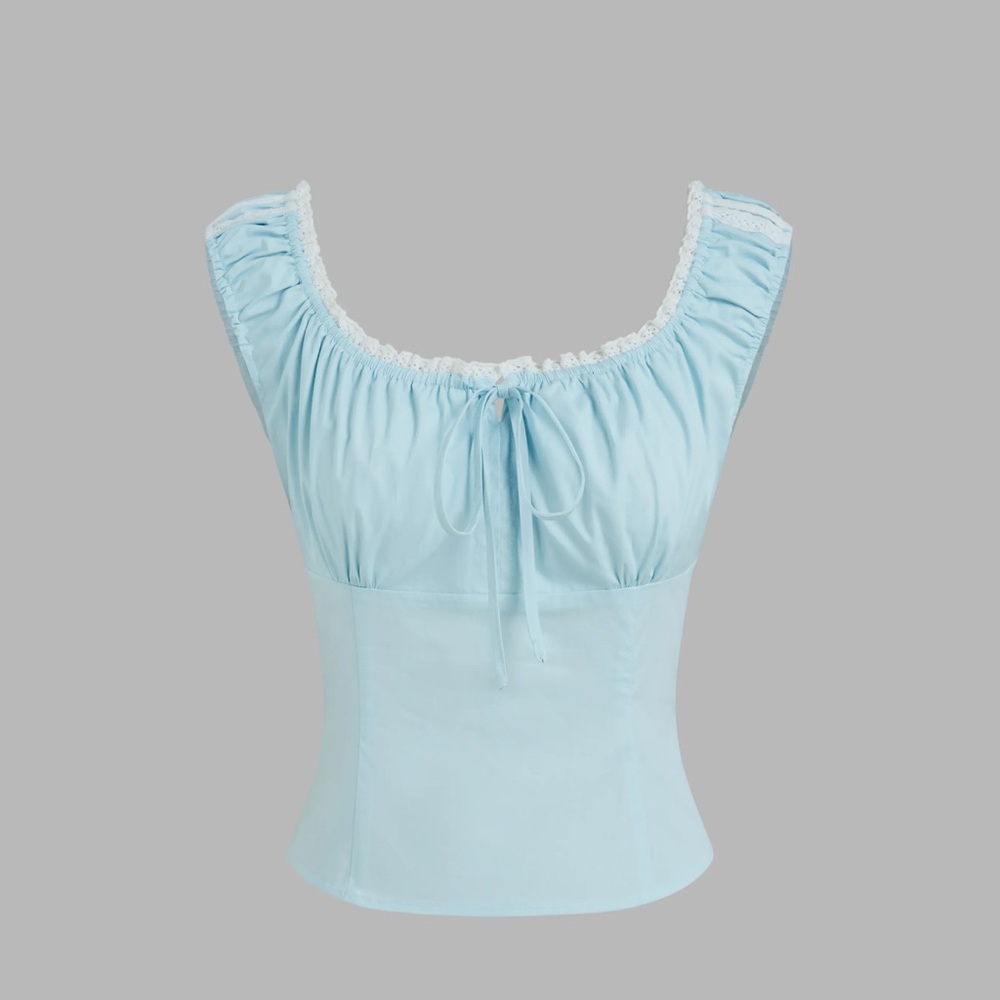 Cider Light Blue Sleeveless Blouse